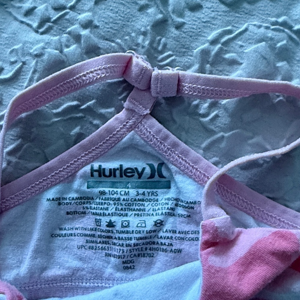 Hurley Bralette for Girls 4T Pink and White Top Duo for girl 4T 2 pack - Picture 3 of 6